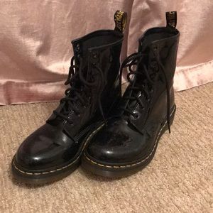 Black patten leather docs